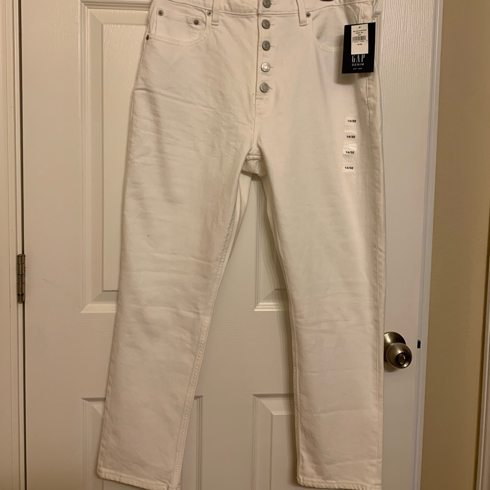 GAP High Rise White Denim Jeans 14/32